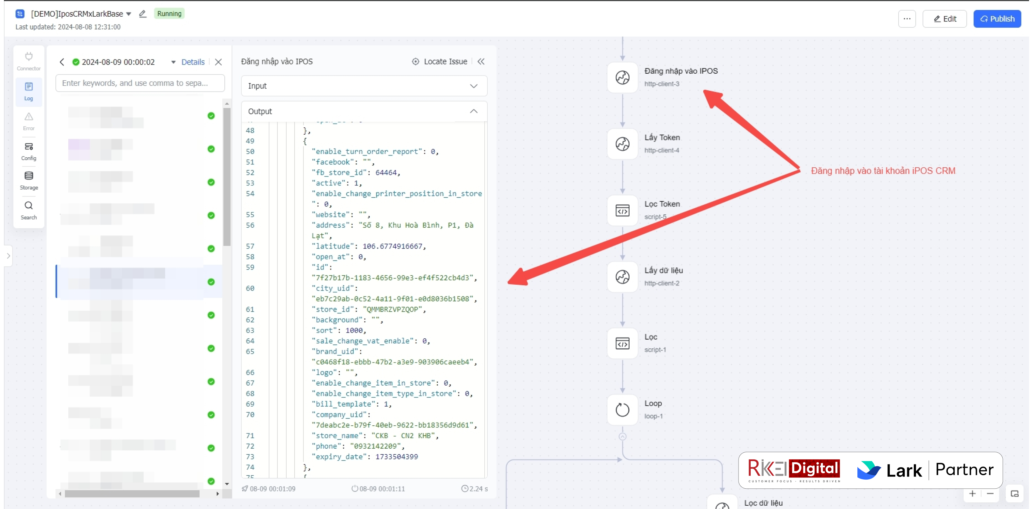 Dữ liệu đồng bộ qua Lark AnyCross
